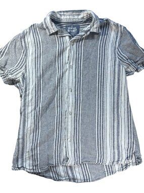 Montauk Men’s Medium Yarn Dyed Blue White Striped Cotton Blend Shirt